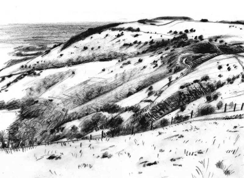 Ditchling Beacon drawing for a screen print. 