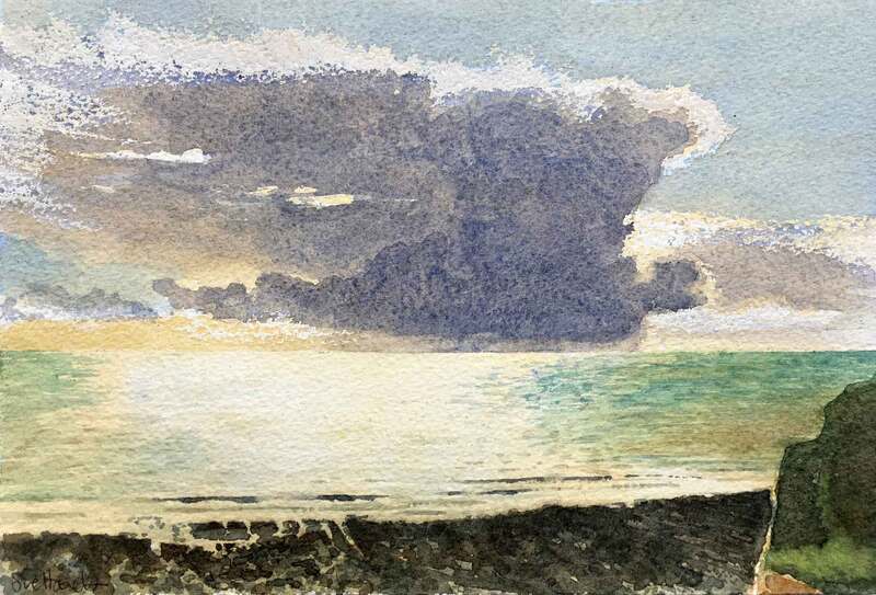 Anvil cloud over the sea, Eastbourne. Watercolour