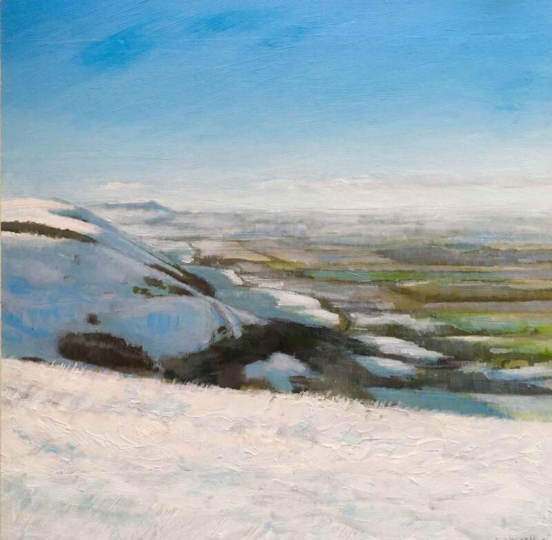 Devil's Dyke in snow, South Downs National Park, Sussex. Oil on card