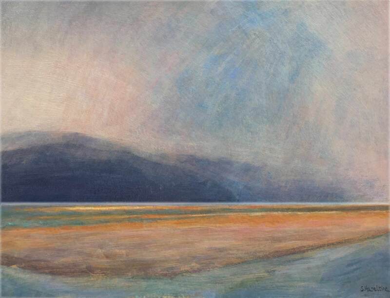 River estuary near Barmouth in a sandstorm, Wales, acrylic on paper