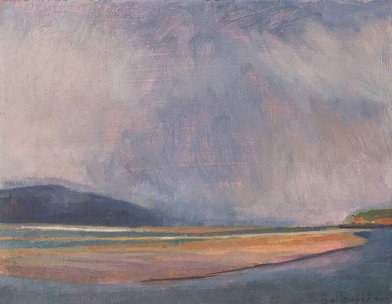 Estuary at Barmouth, sandstorm. Wales. Acrylic on board